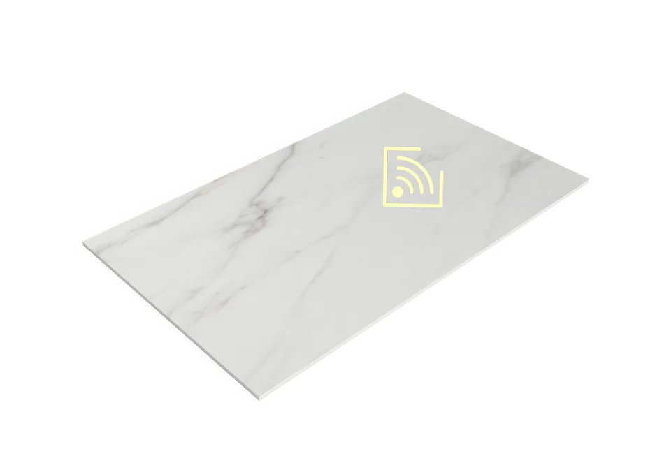 Quartz slab with embedded wireless tracker