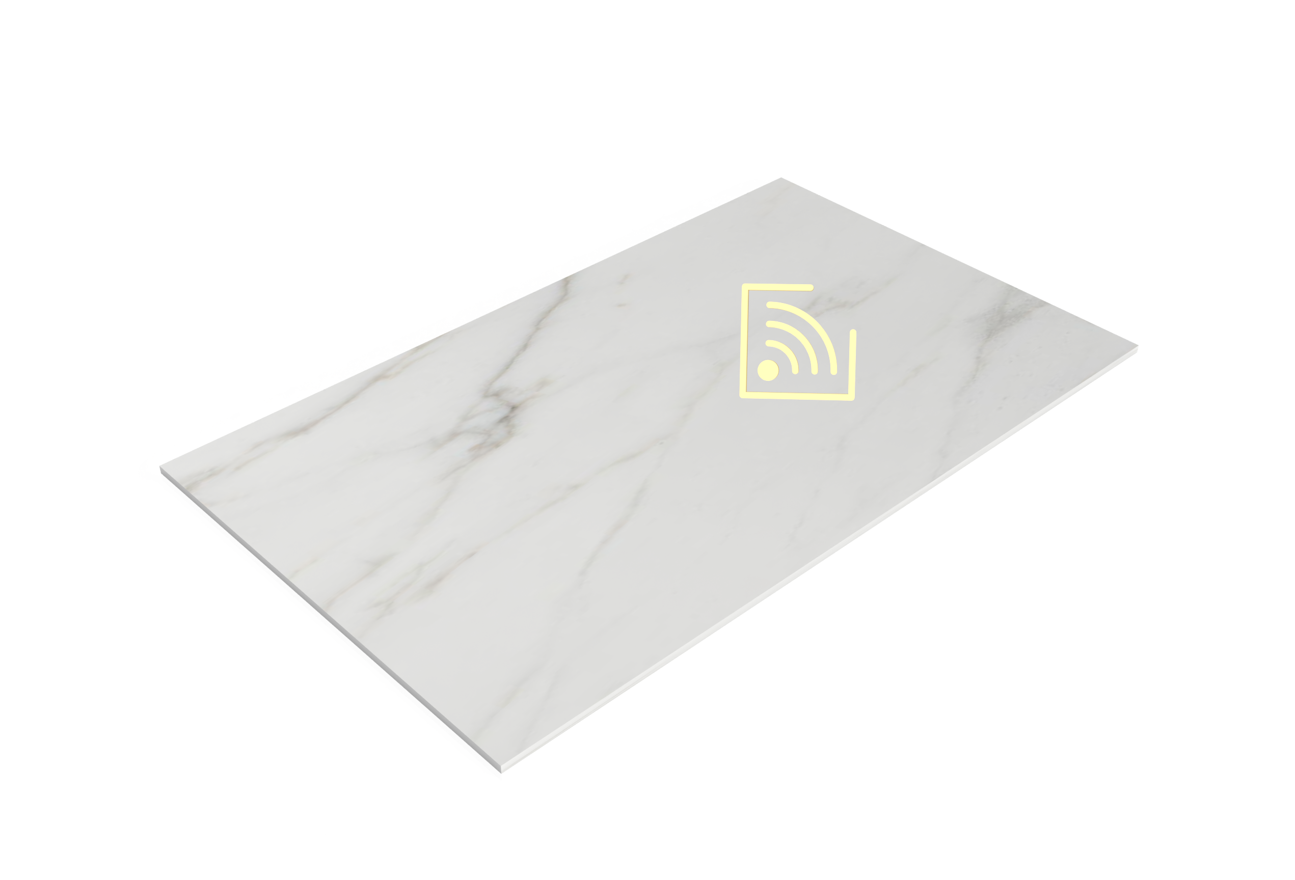 Quartz slab with embedded wireless tracker